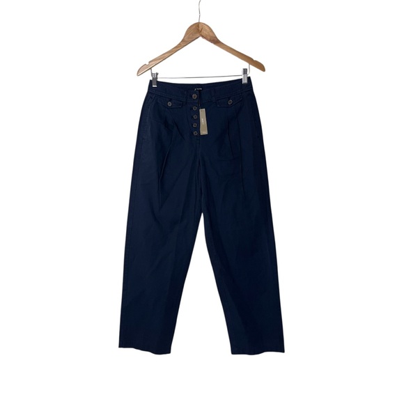 NWT J Crew Pleated Button Front Chino Pant Navy Blue 2 2485 - Picture 2 of 7